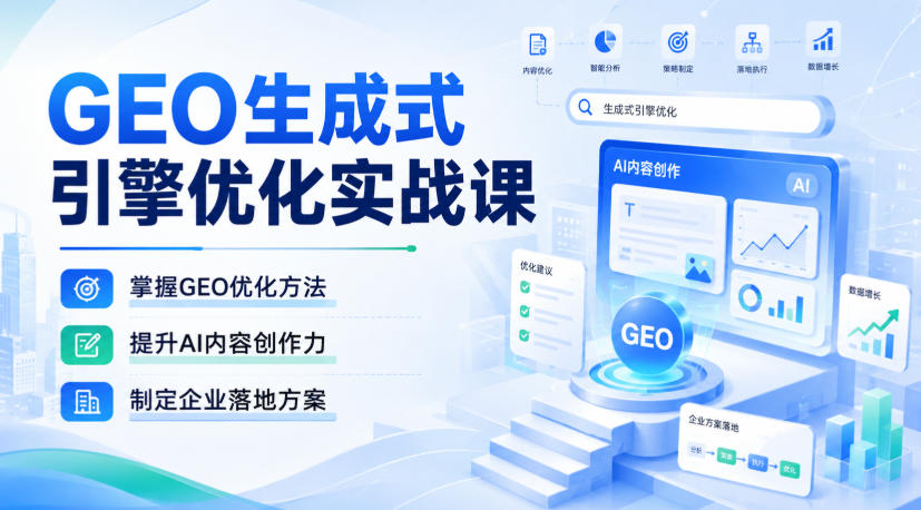GEO生成式引擎优化实战课，掌握GEO优化方法，提升AI内容创作力，制定企业落地方案-摇钱树
