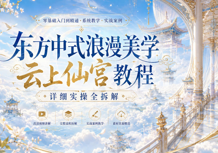 东方中式浪漫美学云上仙宫教程,详细实操全拆解-摇钱树