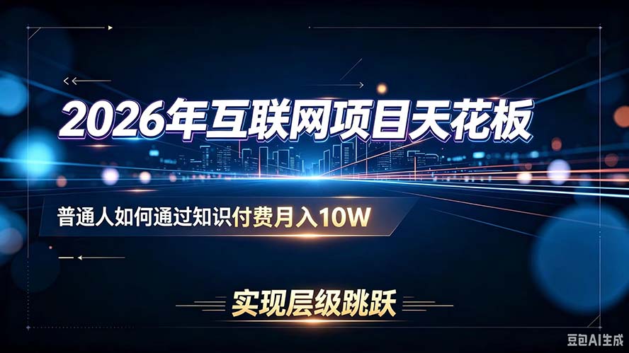 2026年互联网项目天花板:普通人如何通过知识付费月入10W,实现层级跳跃-千帆创业