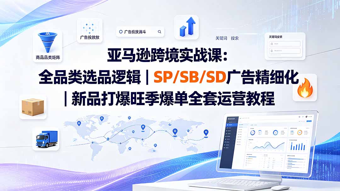 亚马逊跨境实战课-更新8月:全品类选品逻辑|SP/SB/SD广告精细化|新品打爆旺季爆单全套运营教程-摇钱树