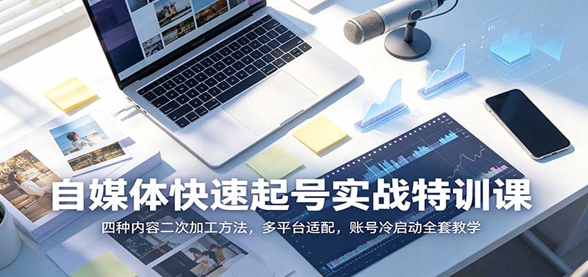 自媒体快速起号实战特训课：四种内容二次加工方法，多平台适配，账号冷启动全套教学-摇钱树