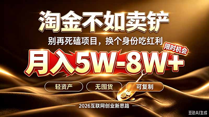 别再傻乎乎埋头跑项目！互联网真正赚钱逻辑：做卖铲人，拒绝当韭菜，逆风翻盘月入5-8W+-摇钱树
