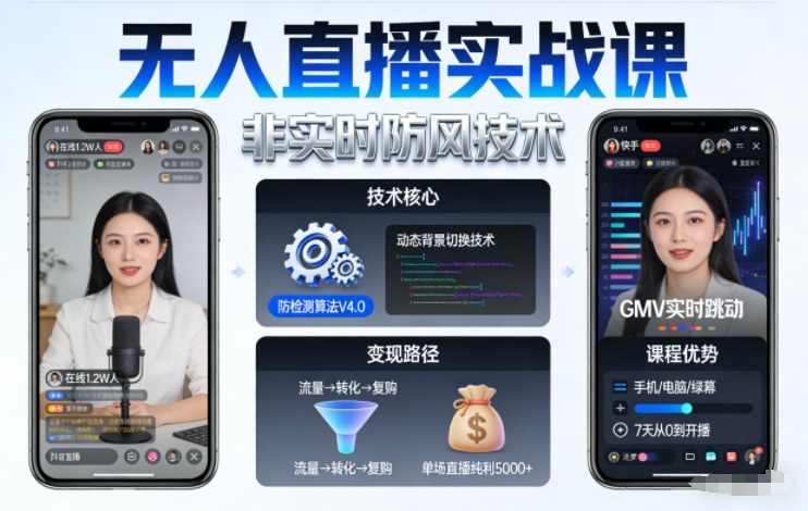 宝子哥无人直播实战课,非实时防风技术,聚焦抖音快手等平台直播带货,轻松开启直播变现之路(更新2026年08月31日)-摇钱树