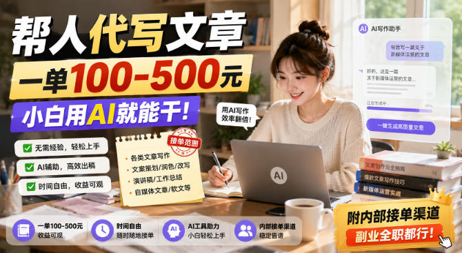 帮人代写文章,一单100-500,小白用AI就能干,附内部接单渠道,副业全职都行【揭秘】-摇钱树