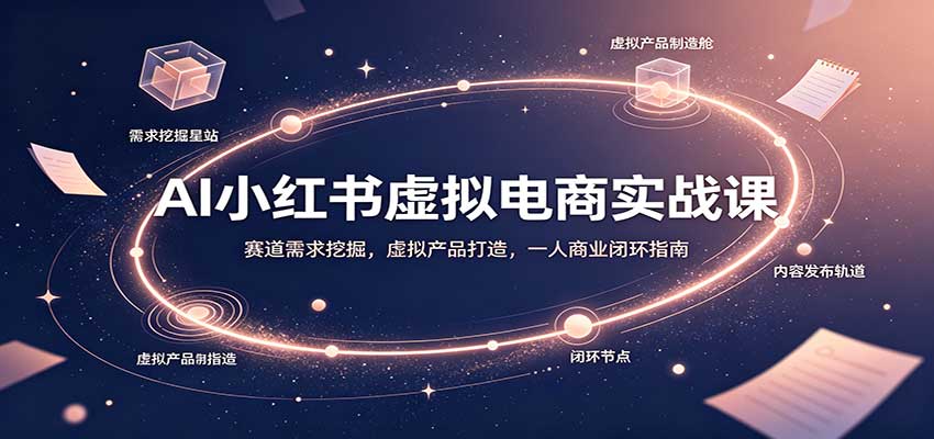 AI小红书虚拟电商实战课：赛道需求挖掘，虚拟产品打造，一人商业闭环指南-摇钱树