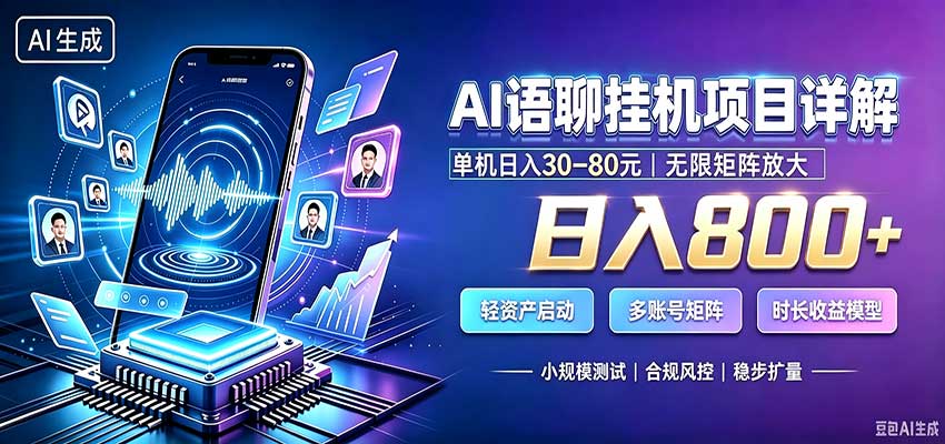 AI语聊挂机，日入800+，适用个人副业，工作室矩阵操作-摇钱树