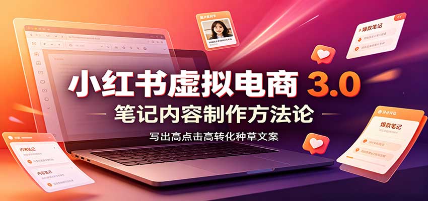 小红书虚拟电商3.0:账号搭建选品开店,笔记内容制作,矩阵投放教学-摇钱树