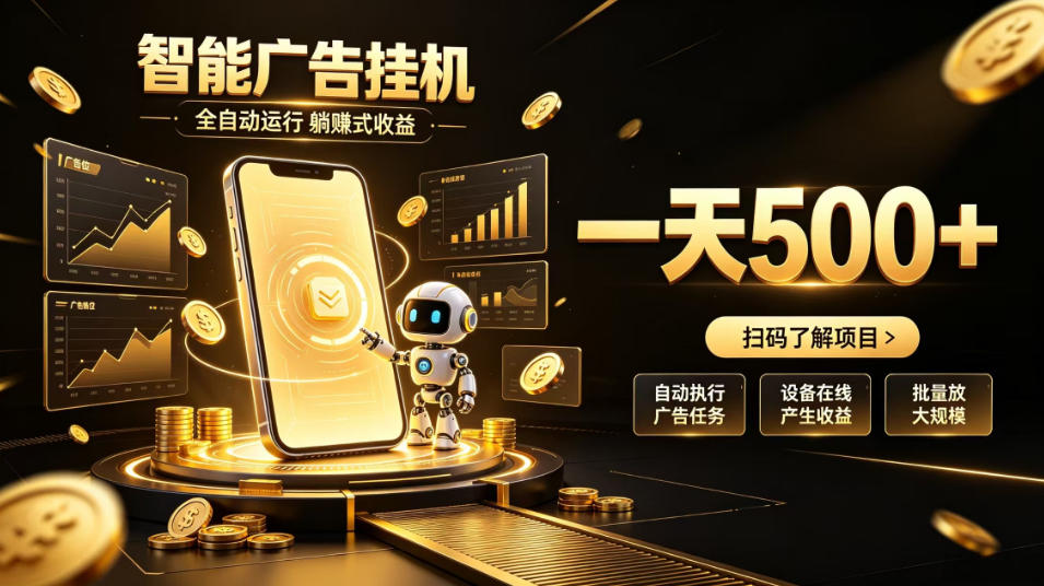智能广告挂G项目,无需人工值守,全自动躺賺增收,单日收益可达500+【揭秘】-千帆创业