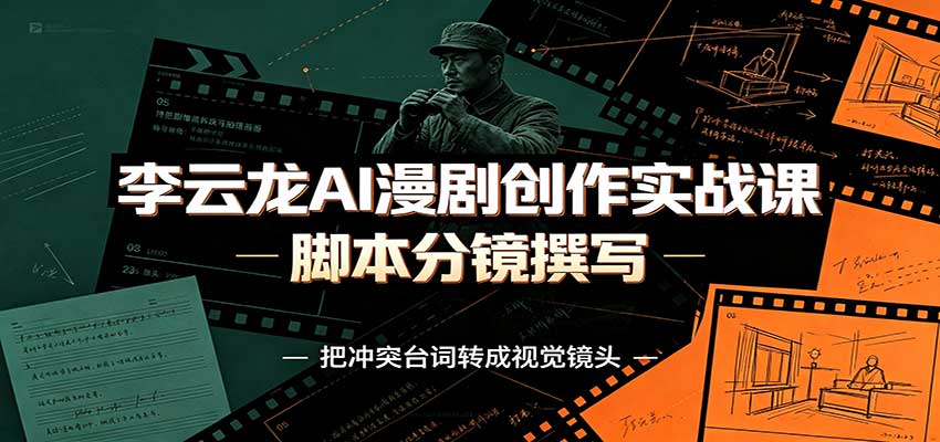 李云龙AI漫剧创作实战课：角色人设还原，脚本分镜撰写，AI漫剧成片完整制作教学-摇钱树
