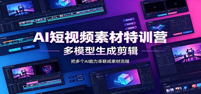 AI短视频素材特训营:Codex本地部署实操,多模型生成剪辑,爆量素材挖掘教学-摇钱树