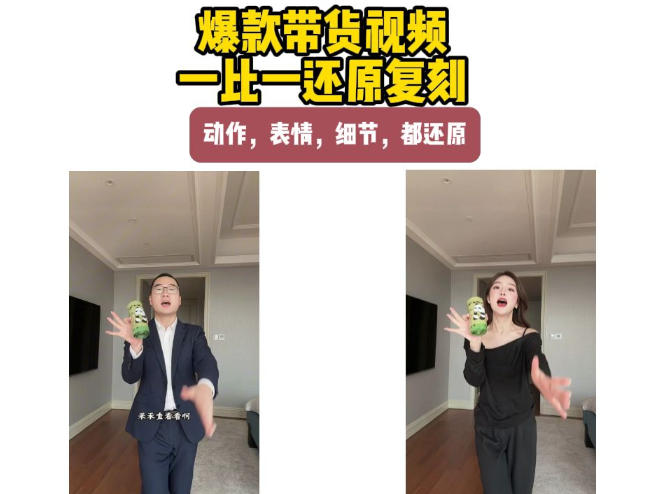 AI带货视频复刻，一比一还原加二创，动作，表情，细节，都还原，新手也能直接套用-摇钱树