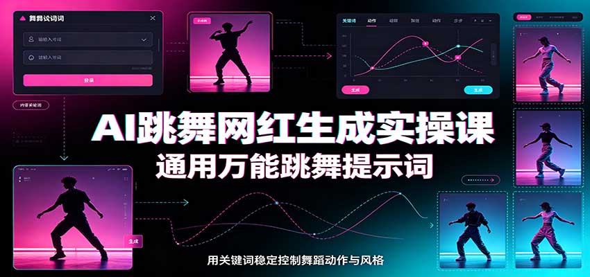 AI跳舞网红生成实操课：通用万能跳舞提示词，多模型适配，人物舞蹈视频制作全套教学-摇钱树