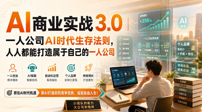 AI商业实战3.0｜一人公司AI时代生存法则，人人都能打造属于自己的一人公司-摇钱树