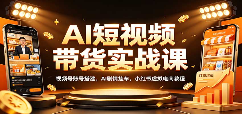 AI短视频带货实战课:视频号账号搭建,AI剧情挂车,小红书虚拟电商教程-摇钱树