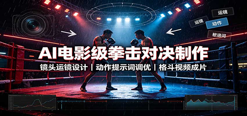 AI电影级拳击对决制作:镜头运镜设计,动作提示词调优,格斗视频成片-摇钱树