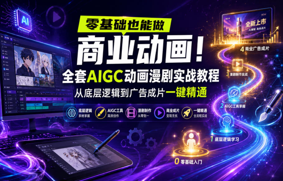 零基础也能做商业动画！全套AIGC动画漫剧实战教程，从底层逻辑到广告成片一键精通(更新0905)-摇钱树