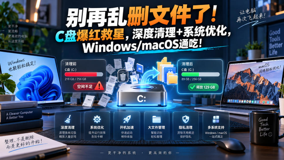别再乱删文件了!C盘爆红救星,深度清理+系统优化,Windows/macOS通吃!-摇钱树