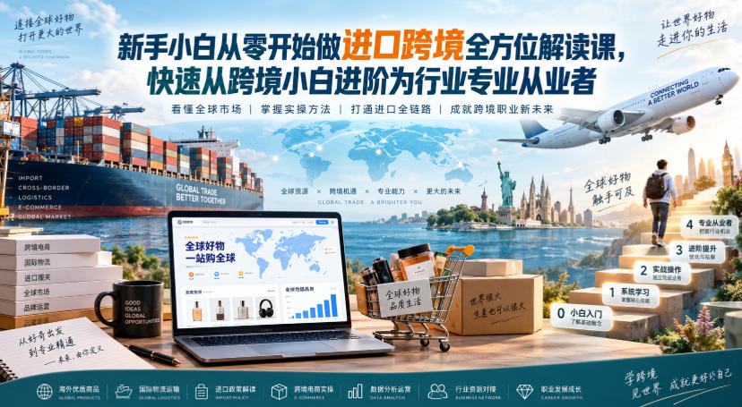 新手小白从零开始做进口跨境全方位解读课,快速从跨境小白进阶为行业专业从业者-摇钱树