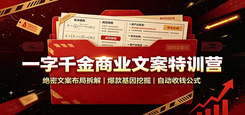 一字千金商业文案特训营：绝密文案布局拆解，爆款基因挖掘，自动收钱公式-摇钱树