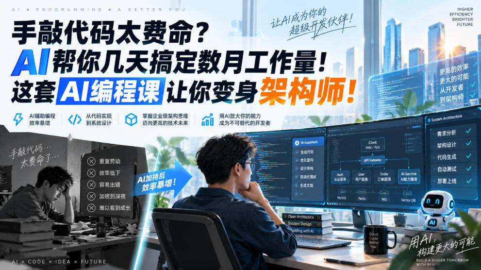 手敲代码太费命?AI帮你几天搞定数月工作量!这套AI编程课让你变身架构师!【原创双语字幕】-摇钱树