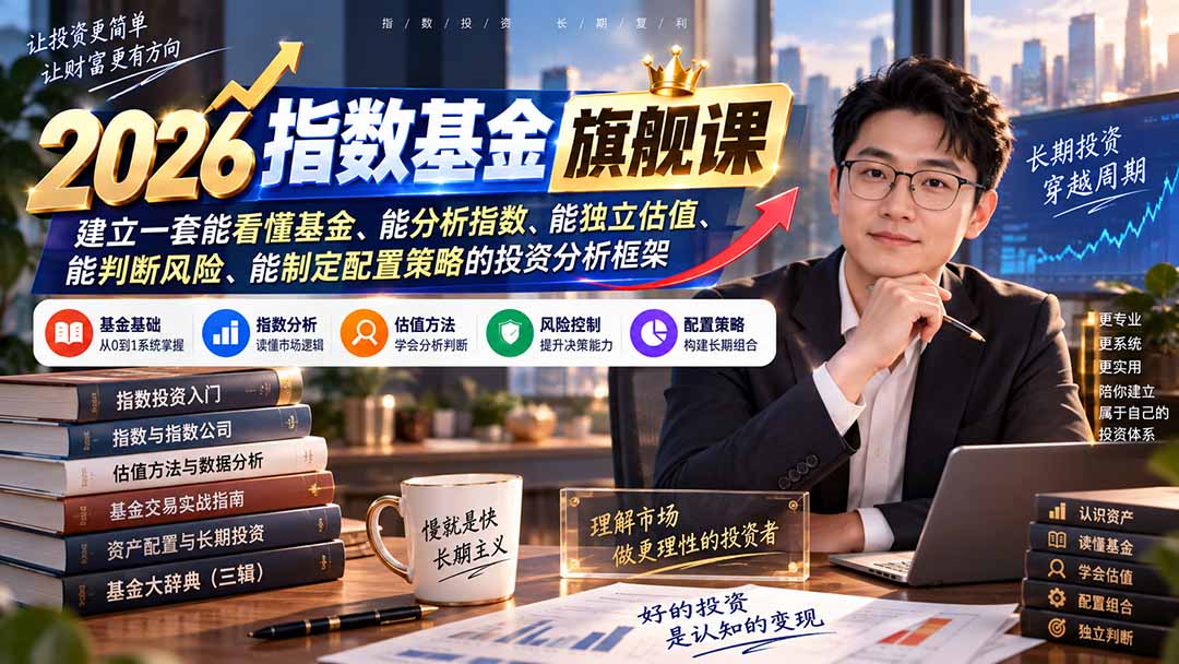 2026指数基金旗舰课|建立一套能看懂基金、能分析指数、能独立估值、能判断风险、能制定配置策略的投资分析框架-摇钱树