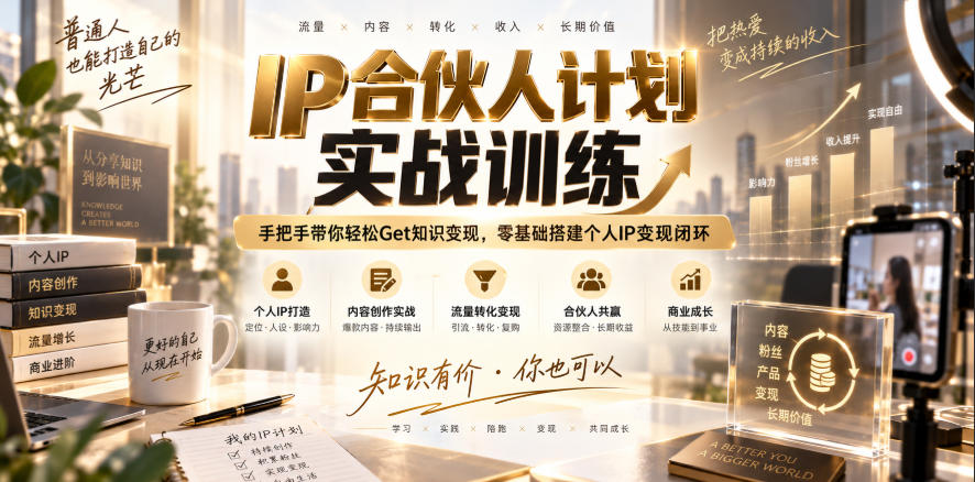 IP合伙人计划实战训练,手把手带你轻松Get知识变现,零基础搭建个人IP变现闭环(更新260908)-摇钱树