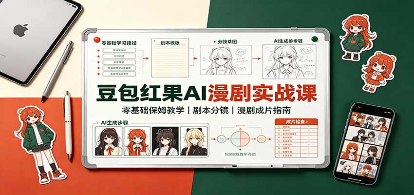 豆包红果AI漫剧实战课：零基础保姆教学，剧本分镜，漫剧成片指南-摇钱树