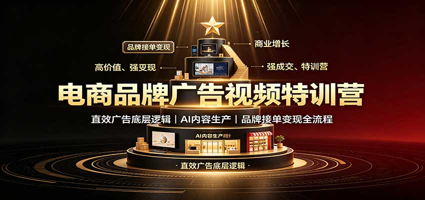 电商品牌广告视频特训:直效广告底层逻辑,AI内容生产,品牌接单变现全流程-启盈社