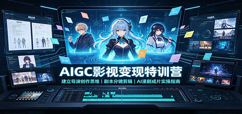 AIGC影视变现特训营:建立导演创作思维,剧本分镜剪辑,AI漫剧成片实操指南-摇钱树