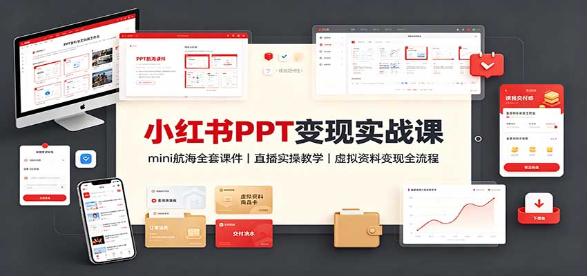 小红书PPT变现实战课:mini航海全套课件+直播实操教学,虚拟资料变现全流程-摇钱树