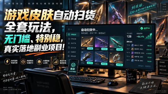 游戏皮肤自动扫货全套玩法，无门槛、特别稳，真实落地副业项目！【揭秘】-摇钱树