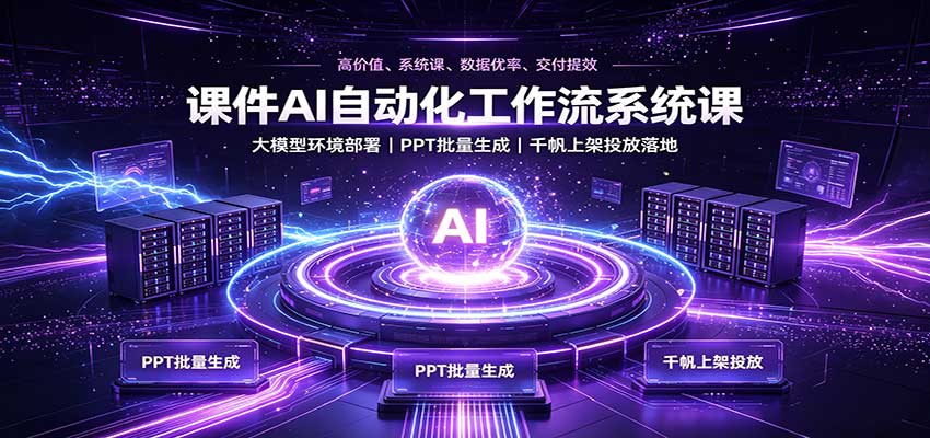 课件AI自动化工作流系统课:大模型环境部署,PPT批量生成,千帆上架投放落地-摇钱树