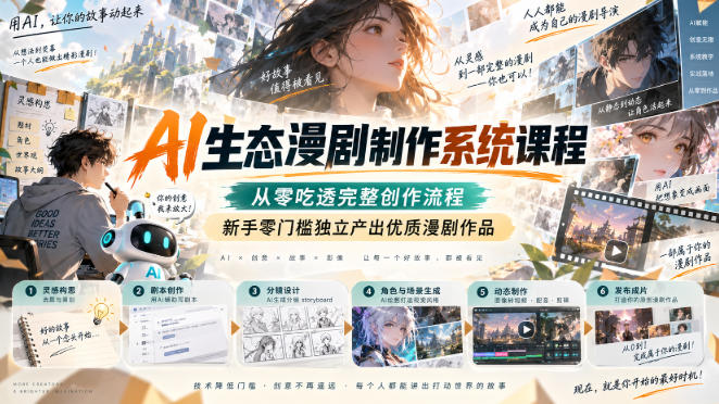 AI生态漫剧制作系统课程，从零吃透完整创作流程，新手零门槛独立产出优质漫剧作品-摇钱树