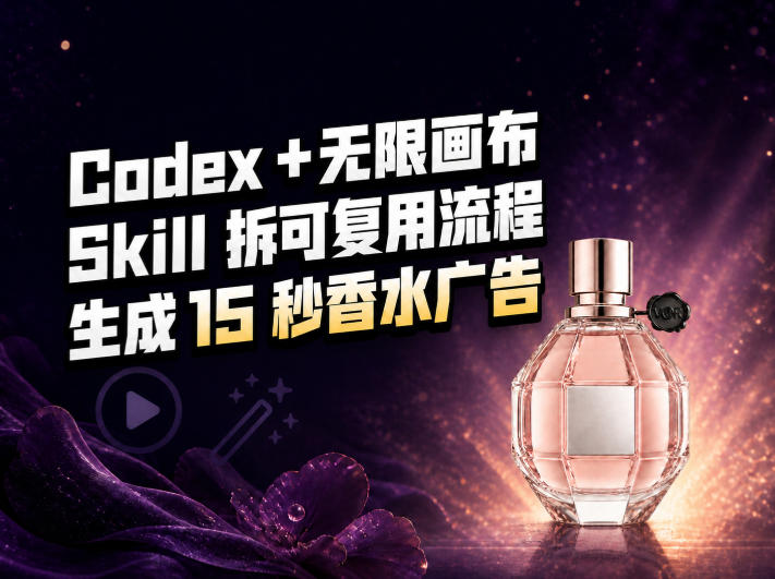 我把Amazon香水视频拆成Codex Skill：无限画布负责最后15秒-摇钱树