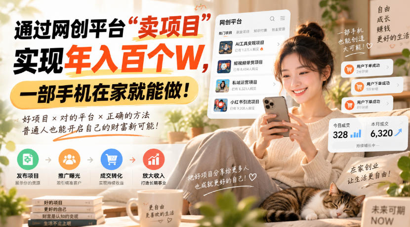 靠卖网创项目变现，一年拿下百万收益！一台手机就能操作！-摇钱树