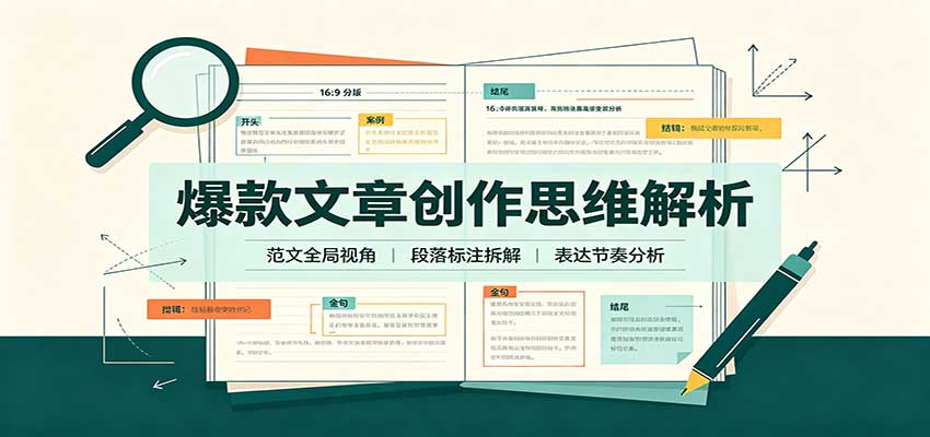 爆款文章创作思维解析:全局视角拆解范文,梳理行文逻辑,搭配真实拆文实操案例-摇钱树