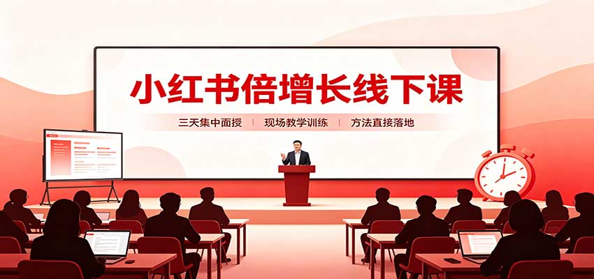 小红书倍增长线下课：三天集中面授，拆解选品、素材制作与起号全链路-摇钱树