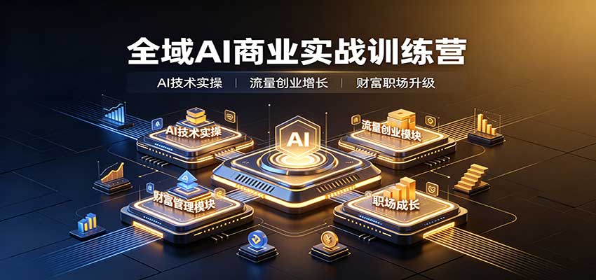 全域AI商业实战训练营:涵盖AI技术实操、流量创业、财富管理与职场成长全体系内容-摇钱树