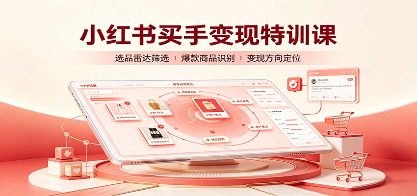 小红书买手变现特训课：账号定位养号起号，选品挂车，笔记标题封面全套教学-摇钱树