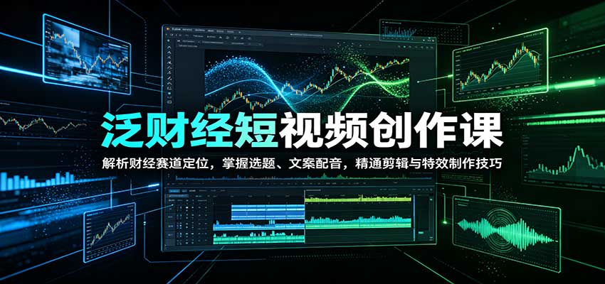泛财经短视频创作课：解析财经赛道定位，掌握选题、文案配音，精通剪辑与特效制作技巧-摇钱树