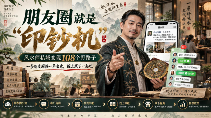 朋友圈就是“印钞机”,风水师私域变现108个野路子,一条朋友圈换一单生意,线上线下一起吃【文档】-摇钱树