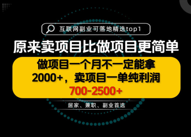 一单利润700-2.5K+，为什么我们要卖项目而不是做项目，我们普通人应该怎样开始？【揭秘】-摇钱树