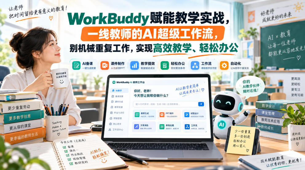 WorkBuddy赋能教学实战，一线教师的AI超级工作流，别机械重复工作，实现高效教学、轻松办公-摇钱树