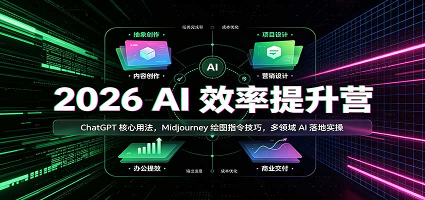 2026 AI效率提升营:ChatGPT核心用法,Midjourney绘图指令技巧,多领域AI落地实操-摇钱树