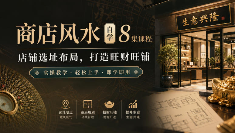 商店风水自学8集课程｜店铺选址布局，打造旺财旺铺实操教学-摇钱树