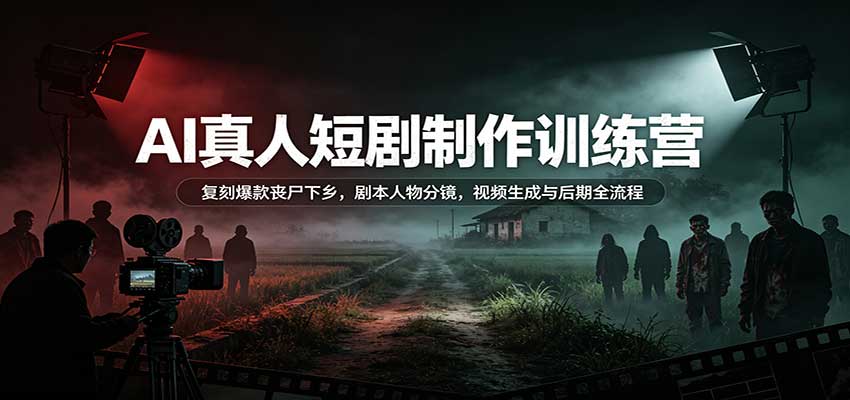 AI真人短剧制作训练营:复刻爆款丧尸下乡,剧本人物分镜,视频生成与后期全流程-摇钱树