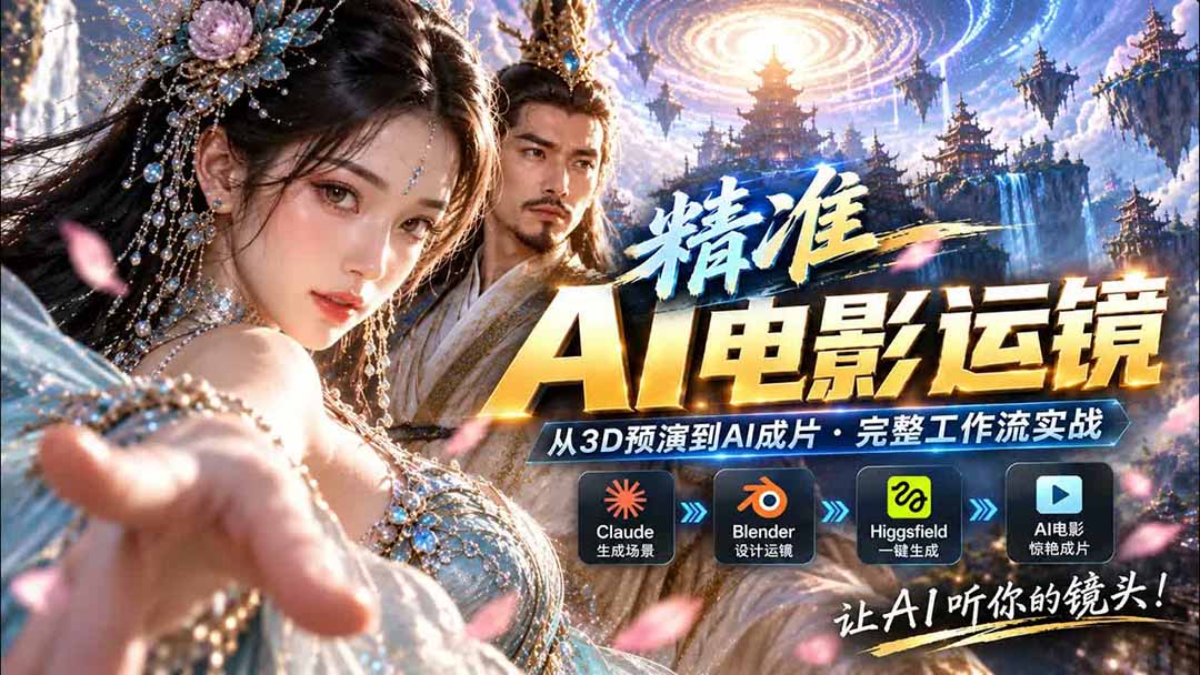 AI视频终于能精准运镜了!Claude + Blender + Higgsfield 免费插件实测-摇钱树