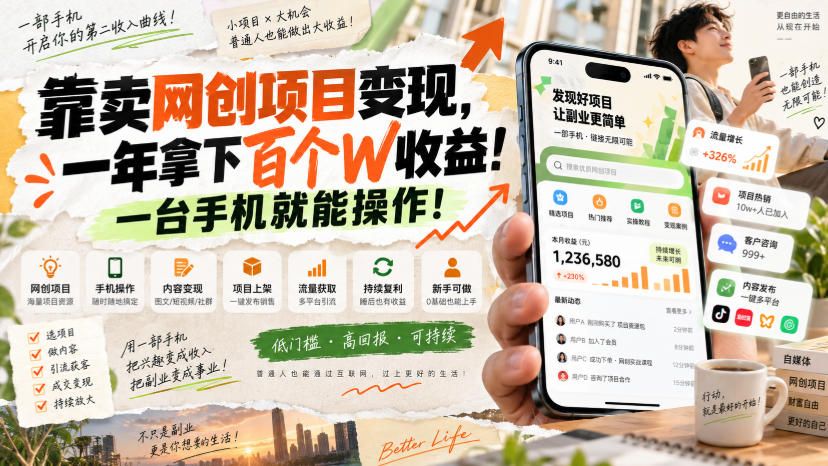 网创小程序虚拟资料变现,一年拿下百万收益,一部手机就可以做,0成本变现副业!-摇钱树