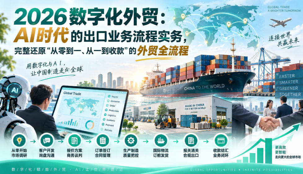 2026数字化外贸:AI时代的出口业务流程实务,完整还原”从零到一、从一到收款”的外贸全流程-摇钱树