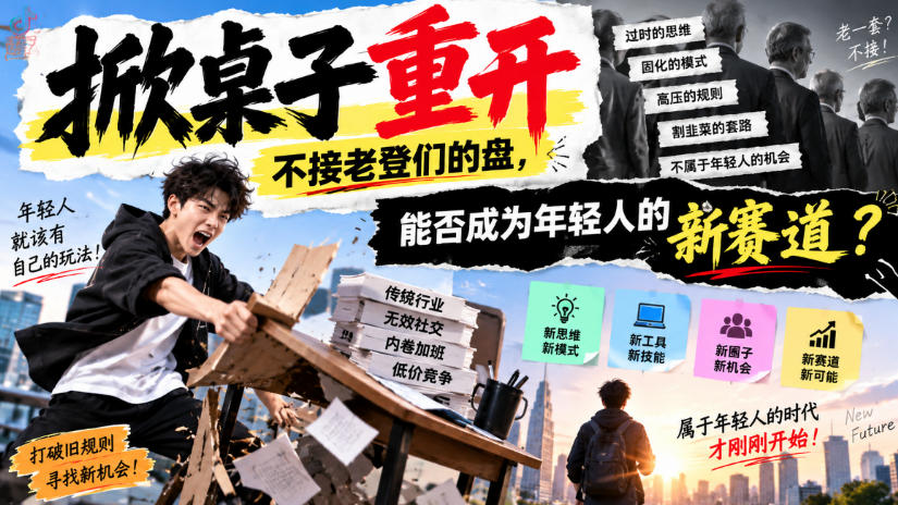 某公众号付费文章：掀桌子重开，不接老登们的盘，能否成为年轻人的新赛道？-福源网